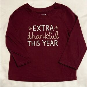 Cat & Jack Burgundy “Extra Thankful this Year” Long Sleeve Tee 18 Months
